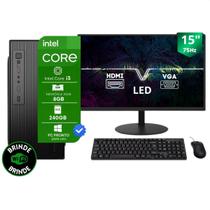 Computador Pc Completo Intel Core I3 8Gb SSD 240Gb Monitor 15
