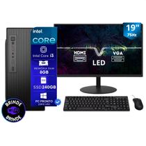 Computador Pc Completo Intel Core I3 8Gb SSD 240Gb Monitor 19