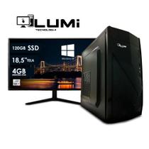 Computador PC Completo + Monitor 18.5" Intel Core i3 4GB SSD 120GB Windows 10 - Lumitec