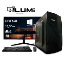Computador PC Completo + Monitor 18.5" Intel Core i3 4GB SSD 240GB Windows 10 + Teclado e Mouse - Lumitec