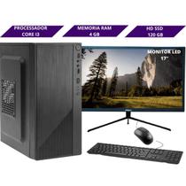 Computador Pc Cpu Completo Power Intel I3 4GB SSD 120 Monitor Teclado e Mouse