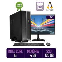 Computador Pc Cpu Slim Completo Intel Core I5 4gb Ssd 120gb Kit Monitor 15 Led Hdmi Bestpc - BRAZILPC