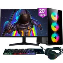 Computador PC Gamer completo 2Eletro RGB, Intel Core i5, 16GB RAM, SSD 256GB, Fonte 500W, Monitor 20 75Hz, Kit Gamer completo PG2E1010RG