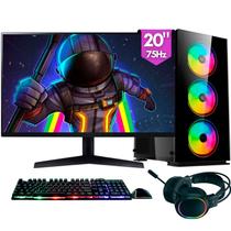 Computador PC Gamer completo 2Eletro RGB, Intel Core i7, 16GB RAM, SSD 256GB, Fonte 500W, Monitor 20 75Hz, Kit Gamer completo PG2E1013RG