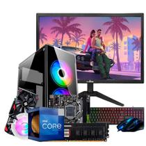 Computador PC Gamer Completo, Intel Core I5, RX 550 4GB, 16GB DDR3, SSD 480GB, Fonte 500 + Monitor 19" - CyberFast