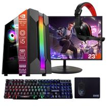 Computador PC Gamer Completo TOB Core i5 SSD 240GB 16GB VGA GT730 4GB Windows 10 Pro Trial + Teclado/Mouse + Mouse Pad + Headset + Monitor 23