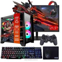 Computador PC Gamer Completo TOB Core i5 SSD 240GB 16GB Windows 10 Pro Trial Teclado Mouse e Mouse Pad Headset Joystick Monitor 21.5