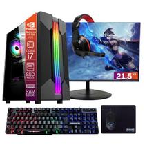 Computador PC Gamer Completo TOB Core i7 SSD 480GB 16GB VGA GT730 4GB Windows 10 Pro Trial + Teclado/Mouse + Mouse Pad + Headset + Monitor 21.5