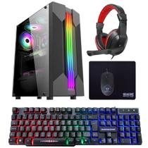 Computador PC Gamer Completo TOB Core i7 SSD 480GB 16GB VGA GT730 4GB Windows 10 Pro Trial, Teclado Mouse, Mouse Pad, Headset