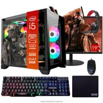 Computador PC Gamer Completo TOB Intel Core i5 SSD 240GB 8GB Gabinete Aquário Teclado Mouse Mouse Pad e Headset Gamer Monitor 19 Wind 10 Pro Vitalício - TOB COMPUTERS