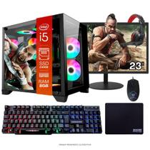 Computador PC Gamer Completo TOB Intel Core i5 SSD 240GB 8GB Gabinete Aquário Teclado Mouse Mouse Pad e Headset Gamer Monitor 23" Windows 10 Pro Trial - TOB COMPUTERS