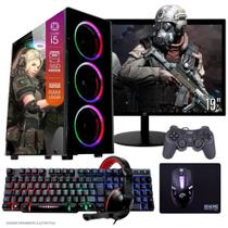 Computador PC Gamer Completo TOB Intel Core i5 SSD 480GB 16GB Teclado Mouse Mouse Pad e Headset Gamer Joystick Monitor 19 Wind 10 Pro Trial - TOB COMPUTERS