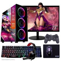 Computador PC Gamer Completo TOB Intel Core i5 SSD 480GB 16GB Teclado Mouse Mouse Pad e Headset Gamer Joystick Monitor 23" Windows 10 Pro Trial
