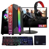 Computador PC Gamer Completo TOB Intel Core i7 Rede sem fio SSD 240GB 16GB VGA GT730 4GB Windows 10 Pro Trial, Teclado e Mouse, Mouse Pad, Head, Monit