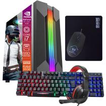 Computador PC Gamer Completo TOB Intel Core i7 rede sem fio SSD 480GB 16GB VGA GT730 2GB Windows 10 Pro Trial + Teclado e Mouse + Mouse Pad + Headset