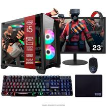 Computador PC Gamer Completo TOB Intel Core i7 SSD 240GB 16GB Gab Aquário Teclado Mouse Mouse Pad e Headset Gamer Monitor 23 Windows 10 Pro Trial