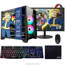 Computador PC Gamer Completo TOB Intel Core i7 SSD 240GB 16GB Gabinete Aquário Teclado Mouse Mouse Pad e Headset Gamer Monitor 19 Win 10 Pro Trial