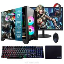 Computador PC Gamer Completo TOB Intel Core i7 SSD 240GB 8GB Gabinete Aquário Teclado Mouse Mouse Pad e Headset Gamer Monitor 23 Wind 10 Pro Trial