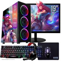 Computador PC Gamer Completo TOB Intel Core i7 SSD 480GB 16GB Teclado Mouse Mouse Pad e Headset Gamer Monitor 19 Windows 10 Pro Vitalício