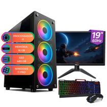 Computador PC Gamer Completo Up Starter V2 Intel I7 Memória 16 GB SSD 480 GB Kit Gamer Teclado e Mouse Monitor 19" Polegadas