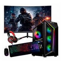 Computador PC Gamer I7 6ª 32gb Ram 2tb Nvme RX 590 Monitor 23" Curvo Gabinete e Combo Preto