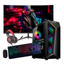 Computador Pc Gamer Intel Core i9 11ª Geração 32gb Ram, Nvme 2tb, Rtx 5060, Monitor 24" 165Hz Curvo Com Áudio - Preto