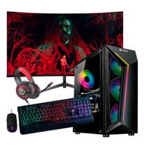 Computador Pc Gamer Intel Core i9 11ª Geração 64gb Ram, Nvme 1tb, Rtx 5060, Monitor 24" 165Hz Curvo Com Áudio - Preto