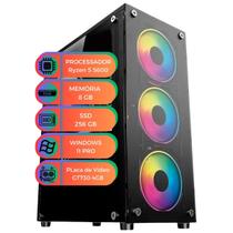 Computador PC Gamer R5 5600 Com Placa de Vídeo GT730 4GB Memória 8GB Ram SSD 256GB Windows 11