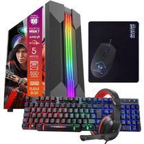 Computador PC Gamer TOB Ryzen 5 SSD 240GB 8GB Windows 10 Pro Trial, Teclado/Mouse, Mouse Pad, Headset