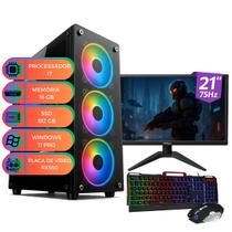 Computador Pc Gamer UP Starter Max I7 Memória 16GB SSD 512 GB Monitor 21" Placa de Vídeo RX550 Win11 Teclado e Mouse