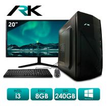 Computador PC Intel Core i3 3240 8GB 240GB Windows 10 + Teclado e Mouse + Monitor de 20" - ARK