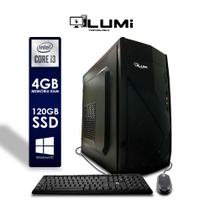 Computador PC Intel Core i3 4GB SSD 120GB Windows 10 + Teclado e Mouse - Lumitec
