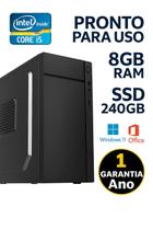 Computador PC Intel i5 8GB SSD 240GB Windows 11 Office Pacote Pronto pra Usar