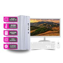 Computador PC Master Completo Slim branco Core i3 8gb 480gb ssd sata Monitor de 19