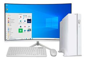 Computador Pc Slim Branco I3 4gb Ram Ssd 120gb Tela 23 Fhd