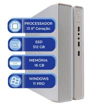 Computador Slim Branco MultiPc i3 8ª 16GB SSD 512GB Win 11