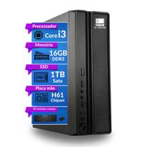 Computador Slim CPU Core i3 3.0ghz 16GB 1TB kit teclado e mouse- PC Master