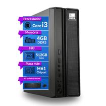 Computador Slim CPU Core i3 3.0ghz 4GB 512GB kit teclado e mouse- PC Master