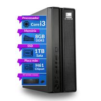 Computador Slim CPU Core i3 3.0ghz 8GB 1TB kit teclado e mouse- PC Master