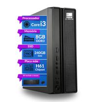 Computador Slim CPU Core i3 3.0ghz 8GB SSD 240GB kit teclado e mouse - PC Master