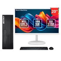 COMPUTADOR SLIM WORK MACHINE BESTBOY INTEL CORE I5 4º 16GB RAM SSD 512GB TECLADO MOUSE MONITOR 20 BRANCO