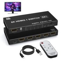 Comutador HDMI Arleedyn 8K, divisor HDMI de saída 5 em 1 com controle remoto