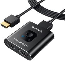 Comutador HDMI GANA 4K @60Hz Splitter com cabo HDMI de 1,2 m de alumínio