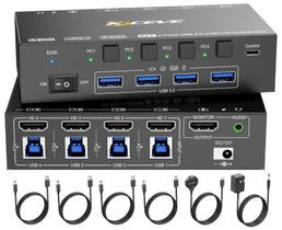Comutador HDMI KVM Camgeet 4 computadores 8K @60Hz 4K @144Hz com áudio