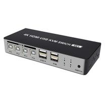 Comutador HDMI KVM Wokex 4 portas 4K @30Hz com hub USB 2.0