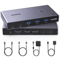 Comutador KVM USB-C UGREEN - 2 Monitores, 2 Notebooks, 4K@60Hz, 4x USB 3.0