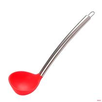 Concha Colher Utensilio Para Cozinha Em Aço Inox e Silicone Vermelho Para Molhos - Class Home
