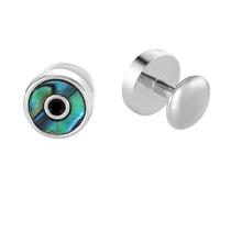 Concha de abalone Cufflinks com moldura prateada para homens