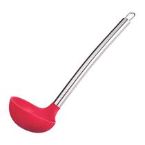 Concha de Cozinha Silicone e Aço Inox Vermelha Utensílio