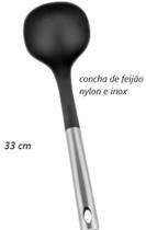 Concha de feijão em nylon aço inox preto 33 cm utensílio de cozinha - uni